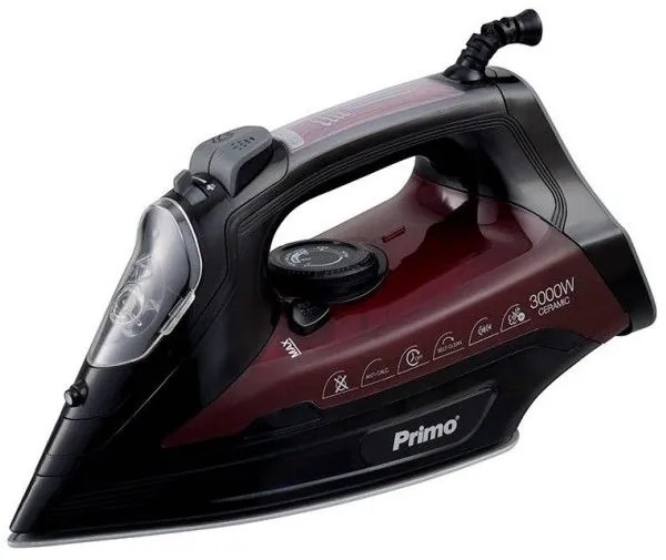 Σίδερο ατμού PRSI-40313 Κεραμική πλάκα 3000W Anti-drip-Anti-calc-Auto shut-off Μαύρο-Μπορντώ 400313 Primo 400313