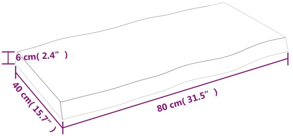Επιφ Τραπεζιού Αν Καφέ 80x40x(2-6)εκ. Ακατέργ. Μασίφ Ξύλο Δρυός - Καφέ
