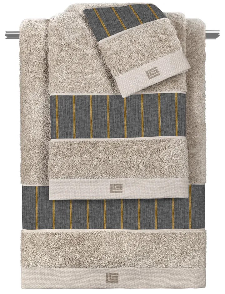 Πετσέτες Μπάνιου (Σετ 3τμχ) Guy Laroche Beverly Anthracite - Natural