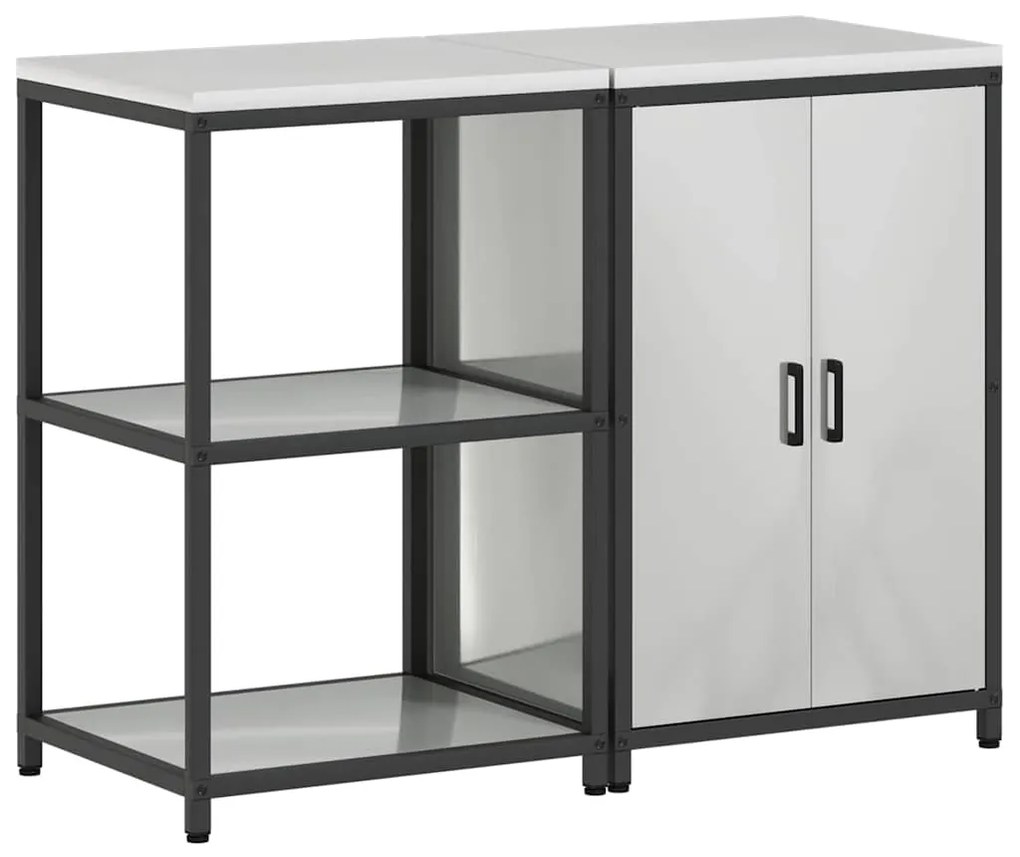 vidaXL Σετ Αποθήκευσης Κουζίνας με ράφι 2 pcs Ασημί 120 x 50 x 92 εκ.