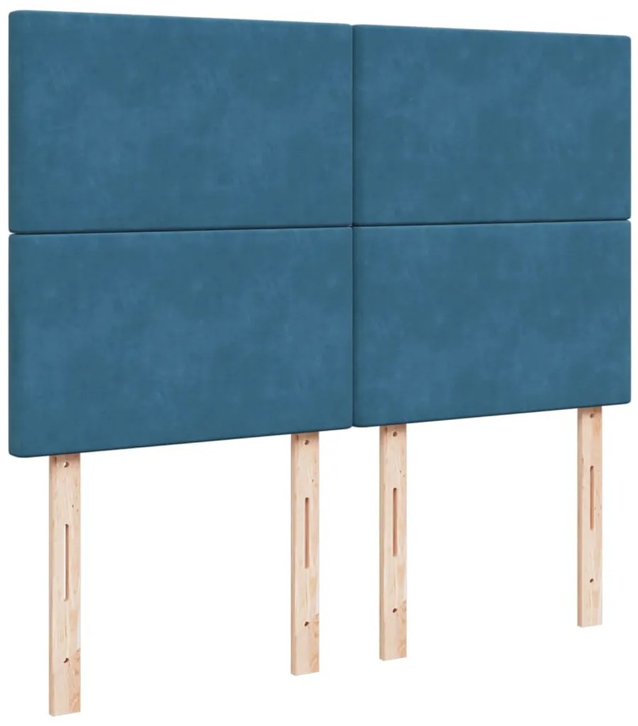 Κρεβάτι Boxspring με Στρώμα Μπλε 140x190 εκ. Βελούδινο - Μπλε