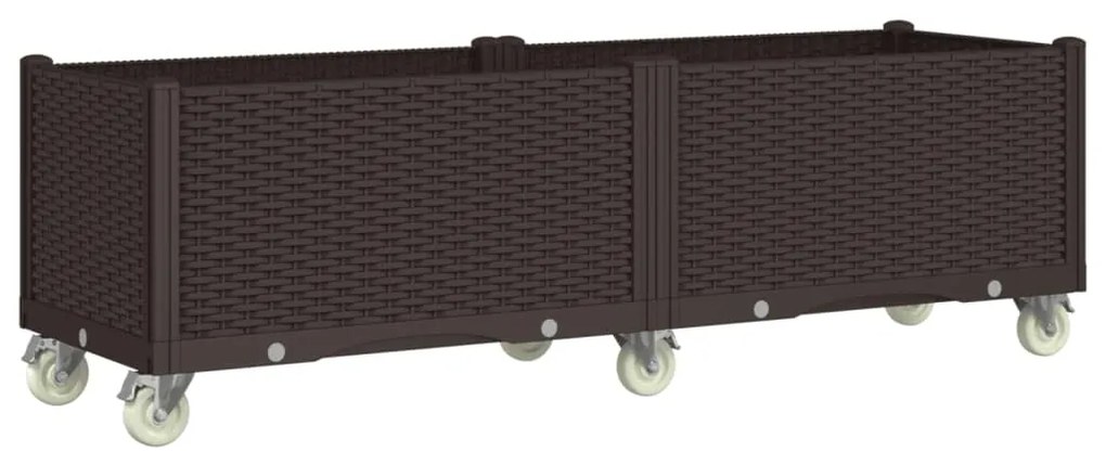 vidaXL Ζαρντινιέρα Κήπου με Ροδάκια Καφέ 160x50x54 εκ. Πολυπροπυλένιο