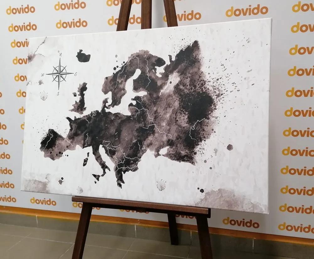 Εικόνα ρετρό χάρτη της Ευρώπης σε μαύρο & άσπρο - 90x60