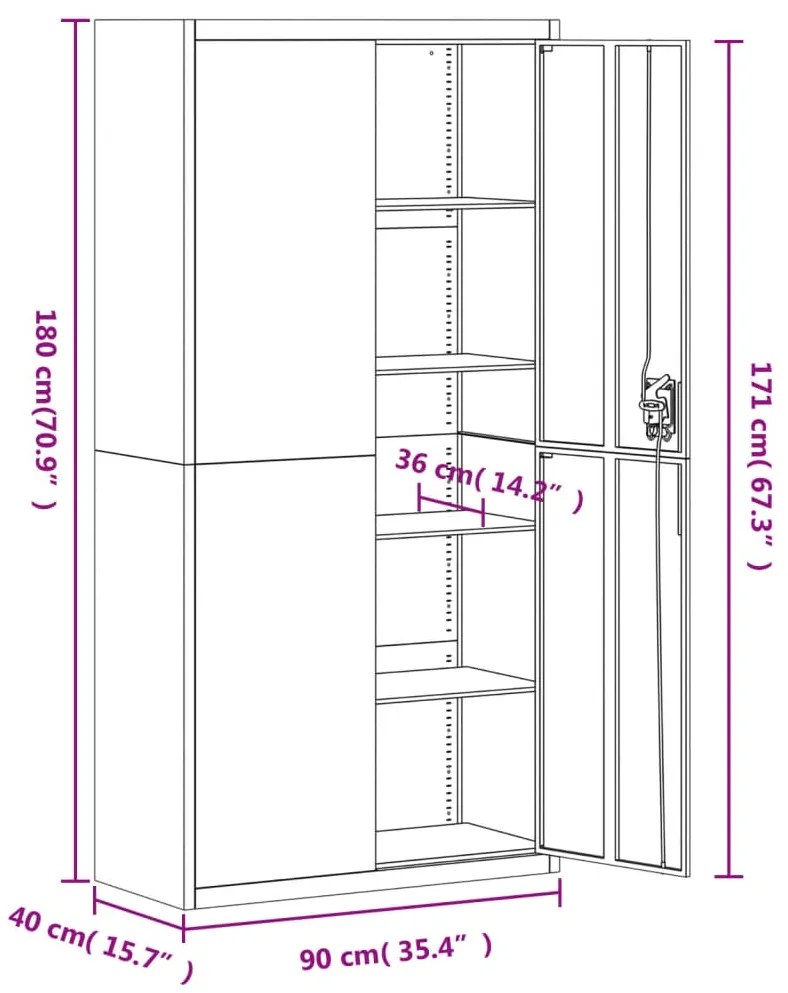 Αρχειοθήκη Ανοιχτό Γκρι &amp; Σκούρο Γκρι 90x40x180 εκ. Ατσάλινη - Γκρι