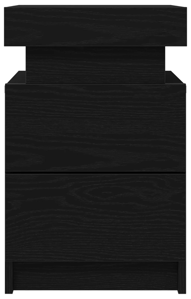 vidaXL Κομοδίνο με LED Φώτα Μαύρο Δρυς 35x39x55 εκ
