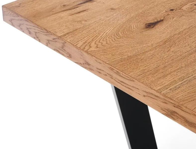 Τραπέζι Houston 1524, Ελαφριά δρυς, Μαύρο, 77x90x160cm, Επιμήκυνση, Φυσικό ξύλο καπλαμά, Μέταλλο | Epipla1.gr