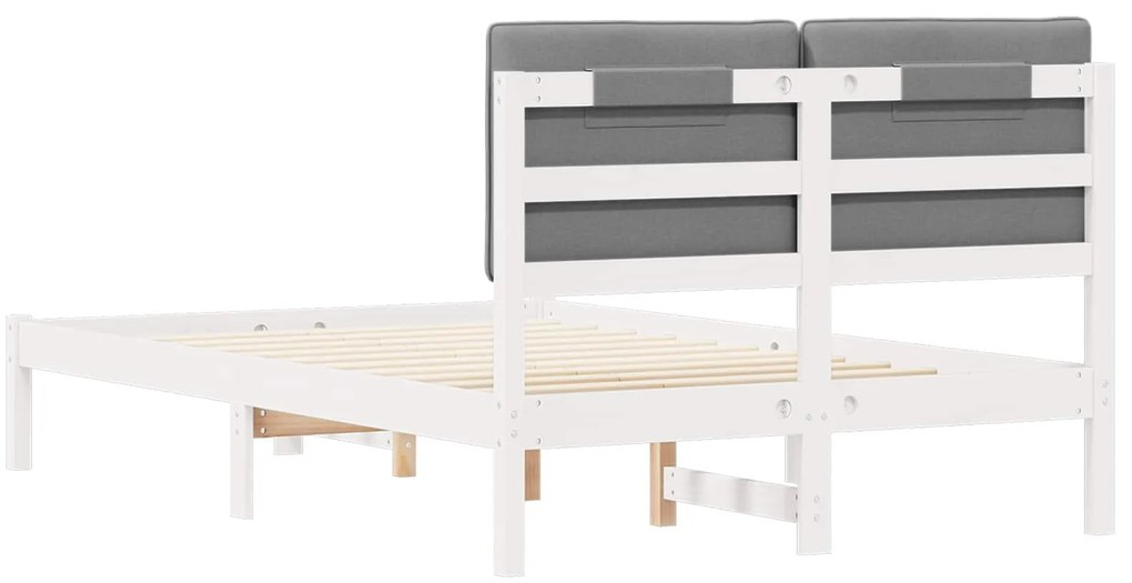 vidaXL Σκελετός Κρεβατιού με Επενδεδυμένο Κεφαλάρι Ανοιχτό γκρι