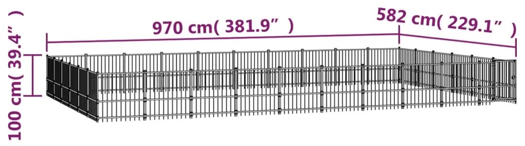 vidaXL Κλουβί Σκύλου Εξωτερικού Χώρου 56,45 μ² από Ατσάλι