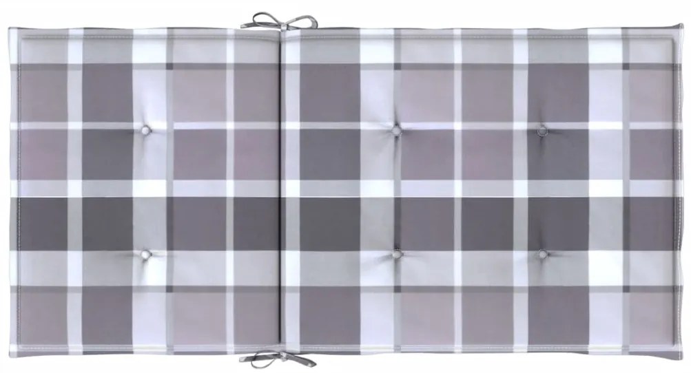 vidaXL Μαξιλάρια Καρέκλας Κήπου Πλάτη 2τεμ Γκρι Καρό 100x50x3εκ Oxford