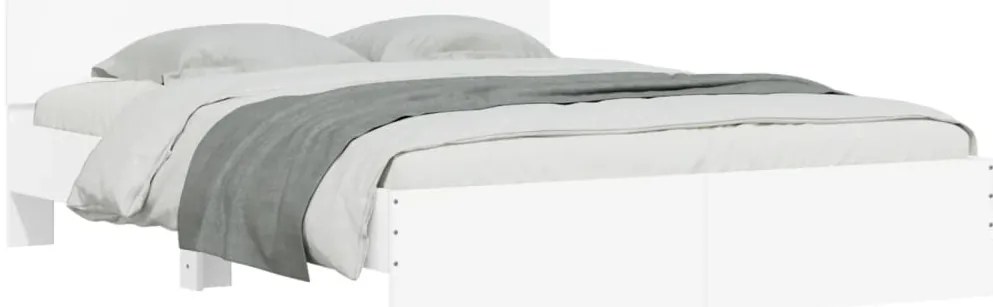 vidaXL Πλαίσιο Κρεβατιού με Κεφαλάρι/LED Λευκό 150 x 200 εκ