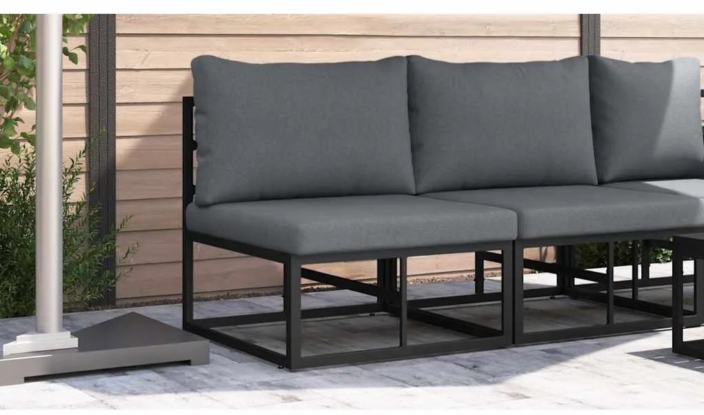 vidaXL Εξωτερικά Έπιπλα με μαξιλάρι Μαύρο 70 x 71.5 x 32 εκ Μέταλλο