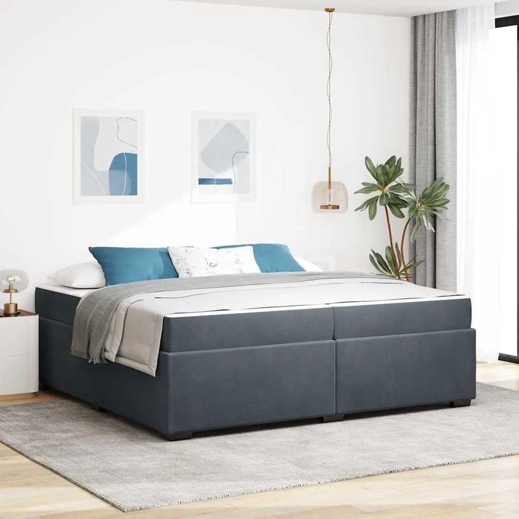 vidaXL Σκελετός Κρεβατιού Άλλο Σκούρο γκρι 200 x 200 cm Βελούδο