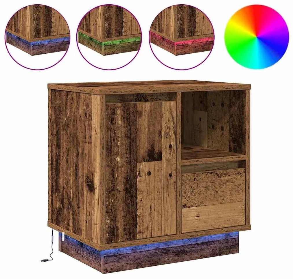 vidaXL Κομοδίνο 2 pcs Παλιό Ξύλο 50 x 34.5 x 50 εκ. Επεξεργασμένο ξύλο