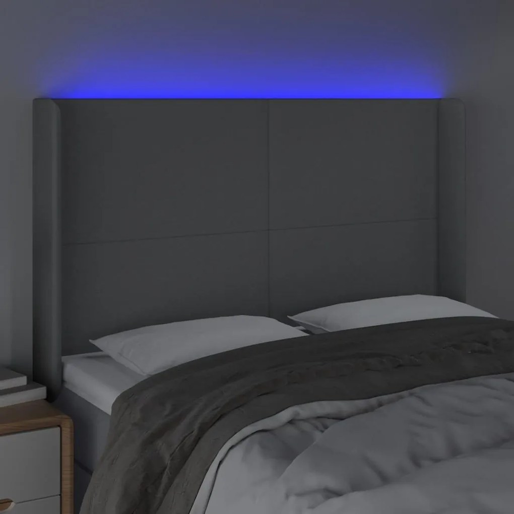 Κεφαλάρι Κρεβατιού LED Ανοιχτό Γκρι 147x16x118/128 εκ.  - Γκρι