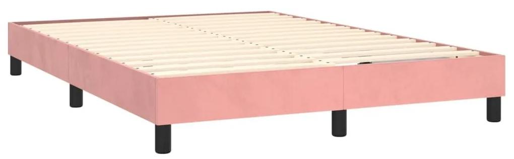 Πλαίσιο Κρεβατιού Boxspring Ροζ 140x190 εκ. Βελούδινο - Ροζ