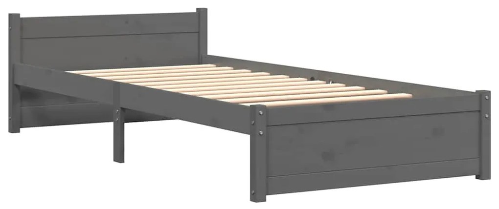 vidaXL Πλαίσιο Κρεβατιού Γκρι 75 x 190 εκ. από Μασίφ Ξύλο Small Single