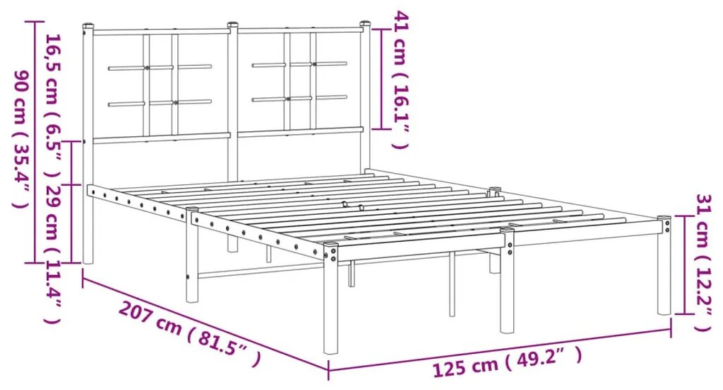 Πλαίσιο Κρεβατιού με Κεφαλάρι Λευκό 120 x 200εκ. Μέταλλο - Λευκό