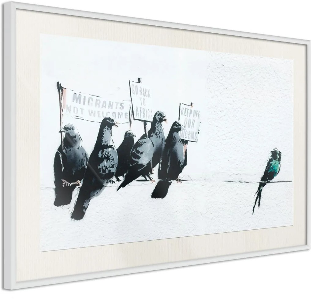 Αφίσα - Banksy: Pigeons - 30x20 - Χρυσό - Χωρίς πασπαρτού