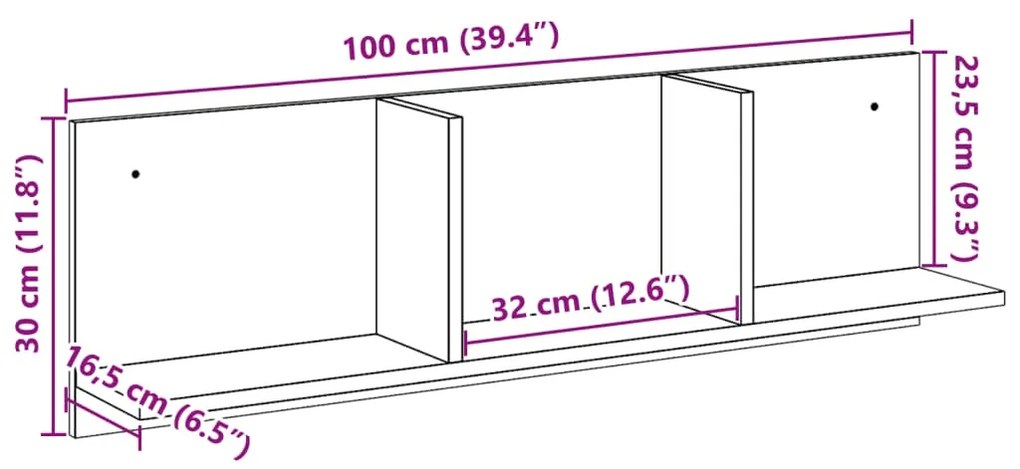 Ντουλάπι Τοίχου Καφέ Δρυς 100x16,5x30 εκ. Επεξεργασμένο Ξύλο - Καφέ