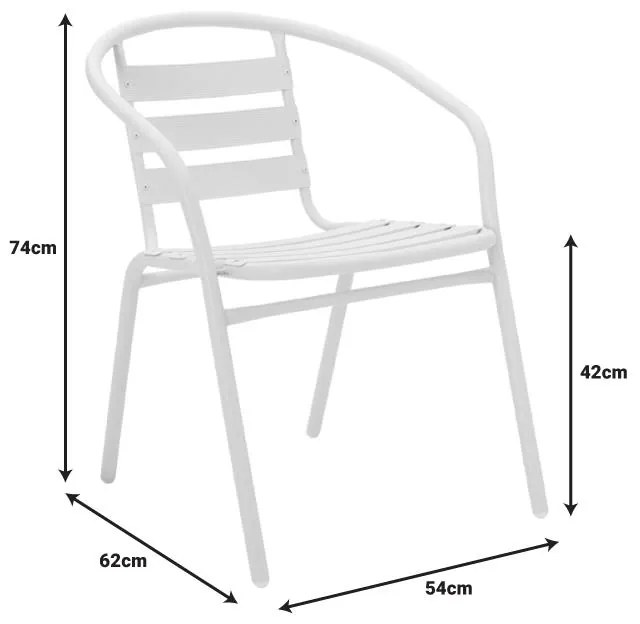 Σετ κήπου - Τραπεζαρία Vergo - Tade 3 τεμ. μέταλλο λευκό Φ60x70 εκ. 60x60x70 εκ.