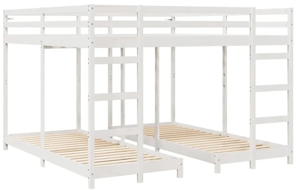 vidaXL Σκελετός Κουκέτας Τριών Επιπέδων Λευκό 200 x 200 cm