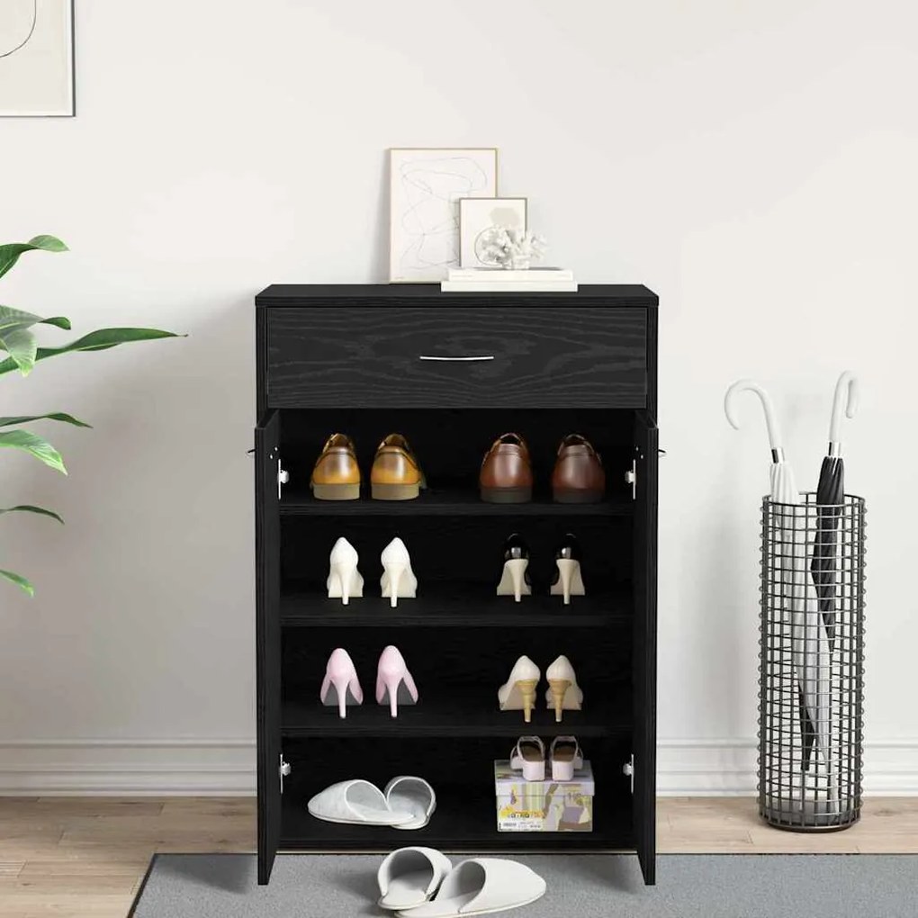 vidaXL Ντουλάπι Παπουτσιών Μαύρο Δρυς 60x35x84 εκ από Ξύλο