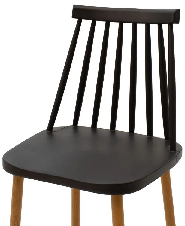 Σκαμπό μπαρ Aurora pakoworld PP μαύρο-φυσικό πόδι 42x49x109εκ