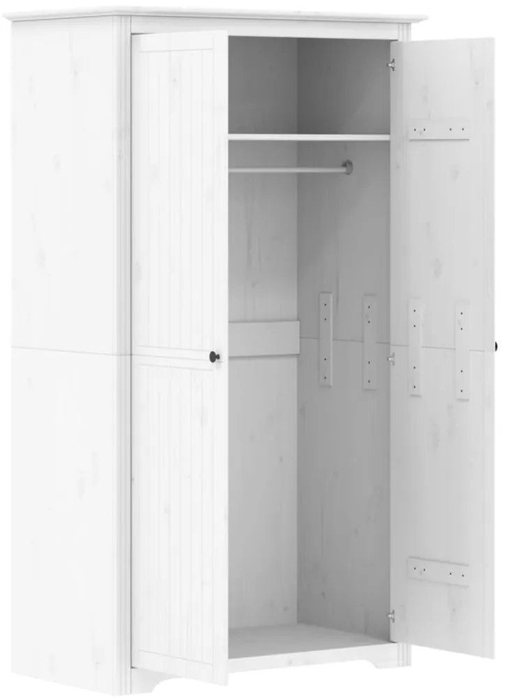 vidaXL Ντουλάπα BODO Λευκή 99x53,5x173 εκ. από Μασίφ Ξύλο Πεύκου