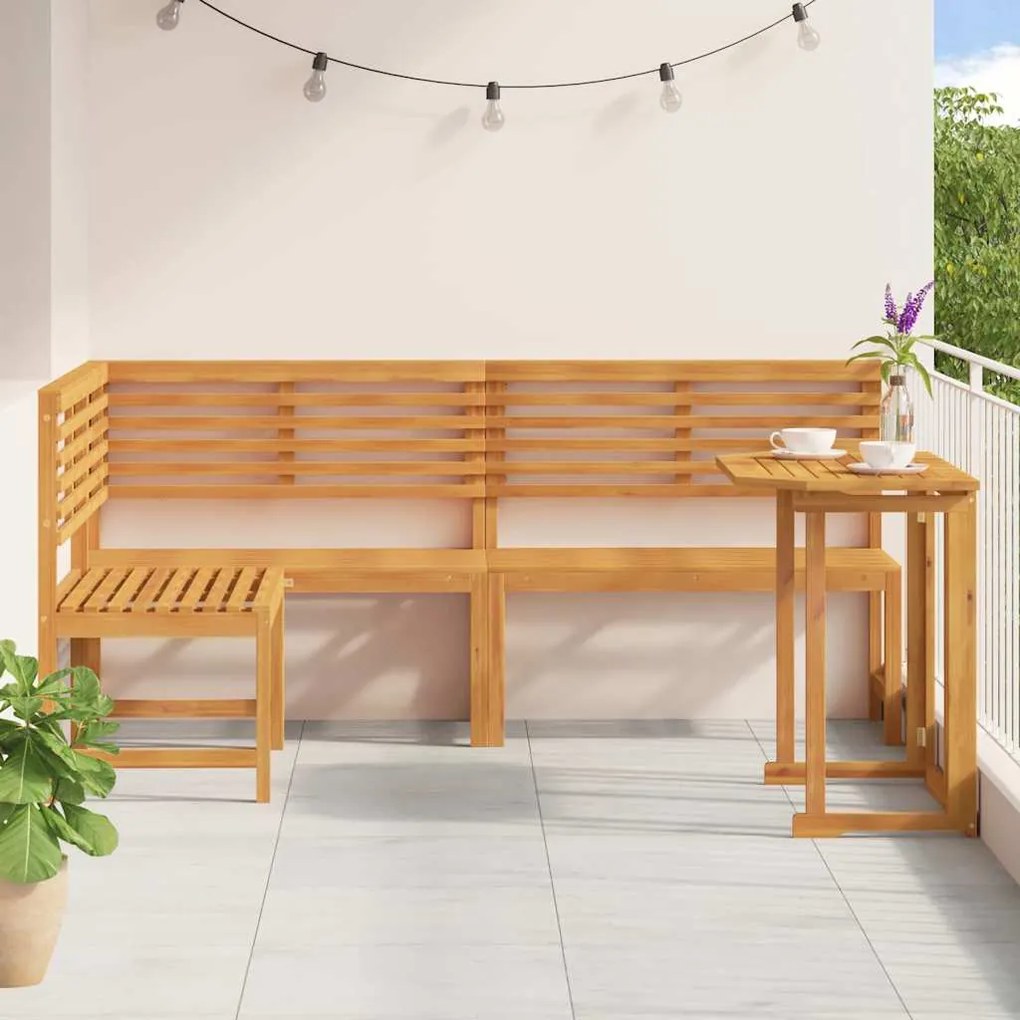 vidaXL Σετ Παγκάκι Κήπου 3 pcs Καφέ Μασίφ ξύλο ακακίας