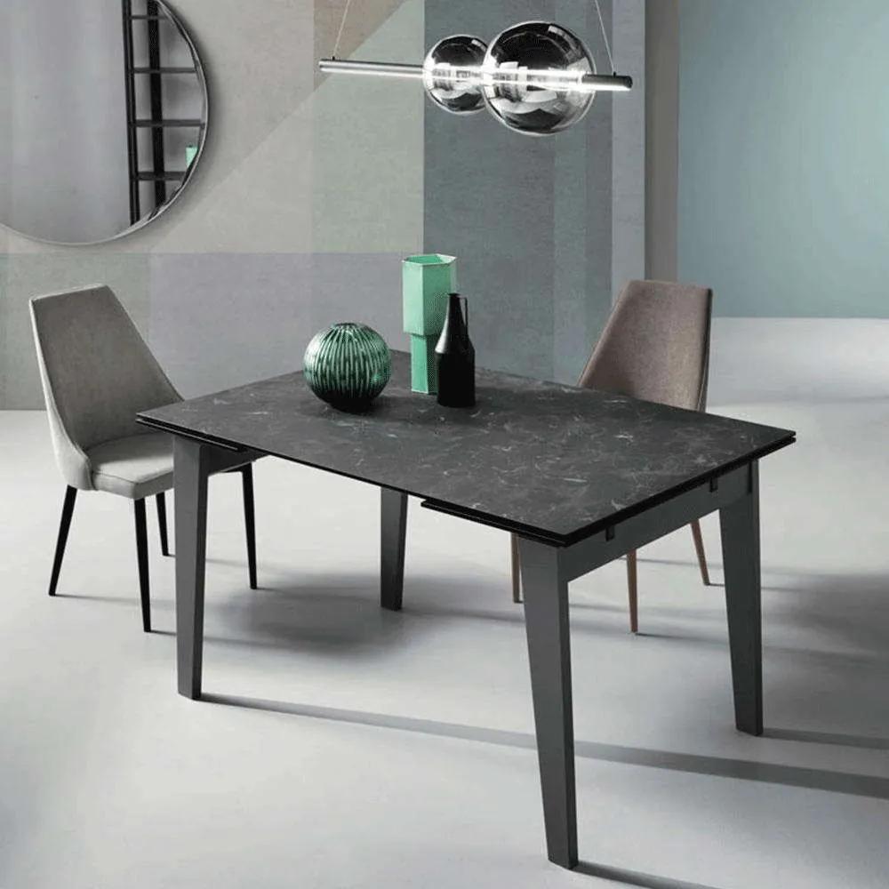 Τραπέζι Επεκτεινόμενο Niky 140x90x76cm Black Marble-Anthracite Capodarte