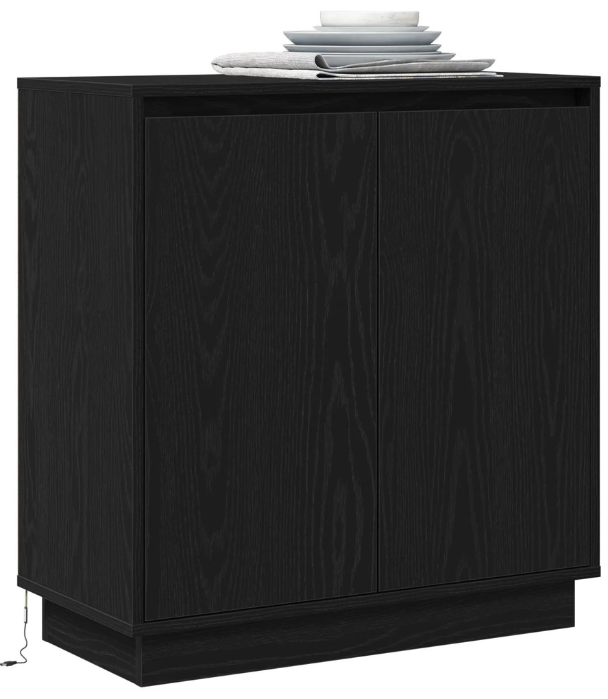 vidaXL Στρόφιγγα με LED Μαύρη Βελανίδι 71x34,5x75 cm Επεξεργασμένο Ξύλο