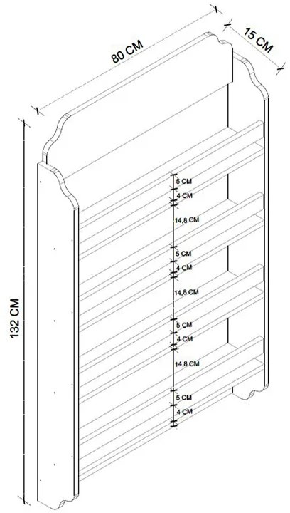 Επιτοίχια βιβλιοθήκη - ραφιέρα Montessori Megapap χρώμα sapphire oak 80x15x132εκ.