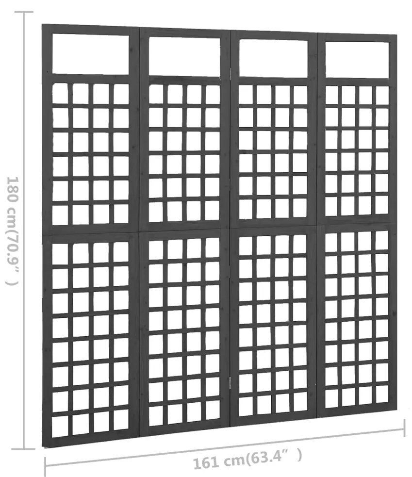 vidaXL Διαχωριστικό Δωμ./Καφασωτό 4 Πάνελ Μαύρο 161x180 εκ Ξύλο Ελάτης