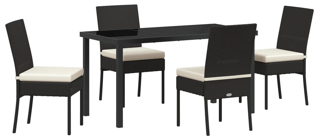 vidaXL Σέτ φαγητού για κήπο 5 pcs Μαύρο Πολυ ράταν