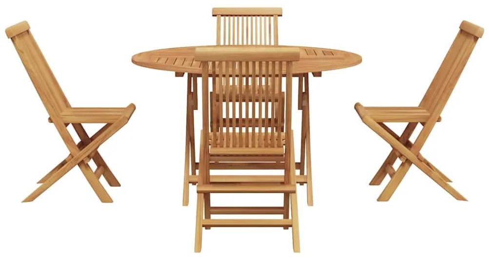 vidaXL Σέτ φαγητού για κήπο 5 pcs Καφέ Στερεό Ξύλο Τίκ