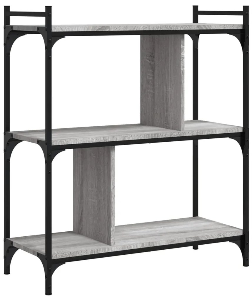 vidaXL Βιβλιοθήκη 3 Επιπέδων Γκρι Sonoma 76 x 32 x 88 εκ. Επεξ. Ξύλο
