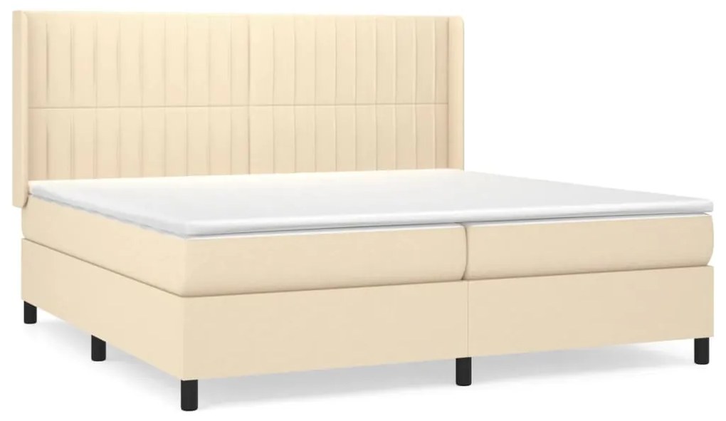 vidaXL Κρεβάτι Boxspring με Στρώμα Κρεμ 200x200 εκ. Υφασμάτινο