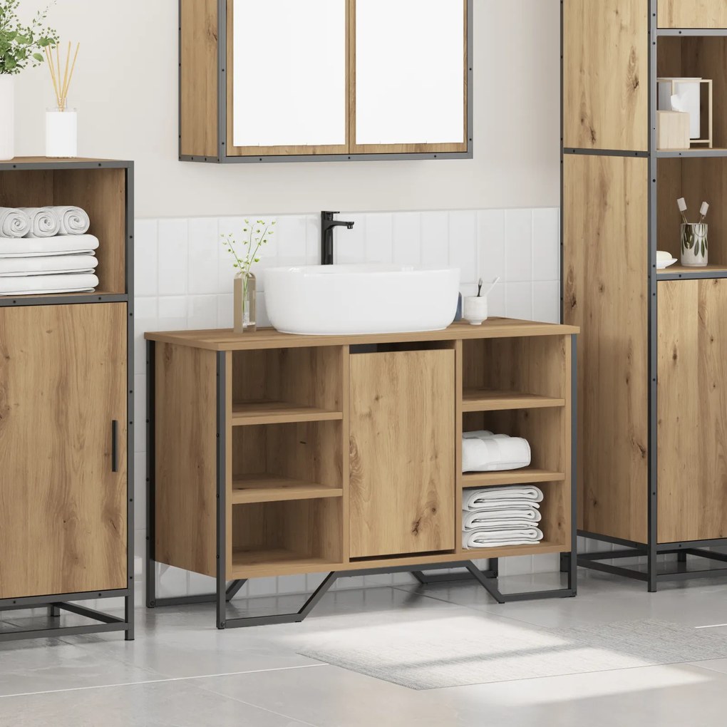 vidaXL Ντουλάπα Νιπτήρα Μπάνιου Καστανιά 91x35x60 εκ Επεξεργασμένο Ξύλο