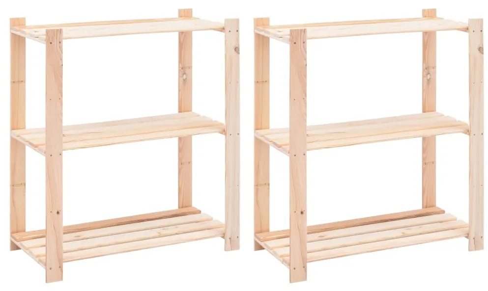 vidaXL Ραφιέρες 3 Επιπέδων 2 τεμ 150 κ. 80x38x90 εκ. Μασίφ Ξύλο Πεύκου
