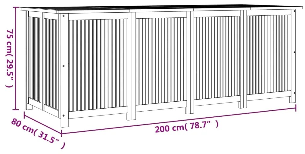 Μπαούλο Αποθήκευσης Κήπου 200x80x75 εκ. από Μασίφ Ξύλο Ακακίας  - Καφέ