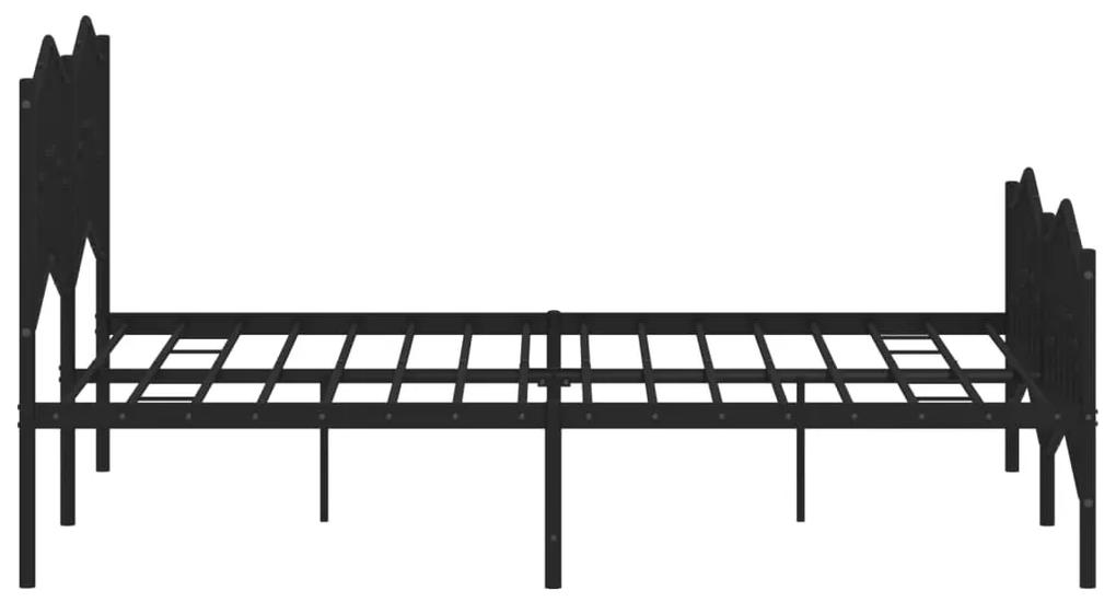 vidaXL Πλαίσιο Κρεβατιού με Κεφαλάρι/Ποδαρικό Μαύρο 135x190εκ. Μέταλλο