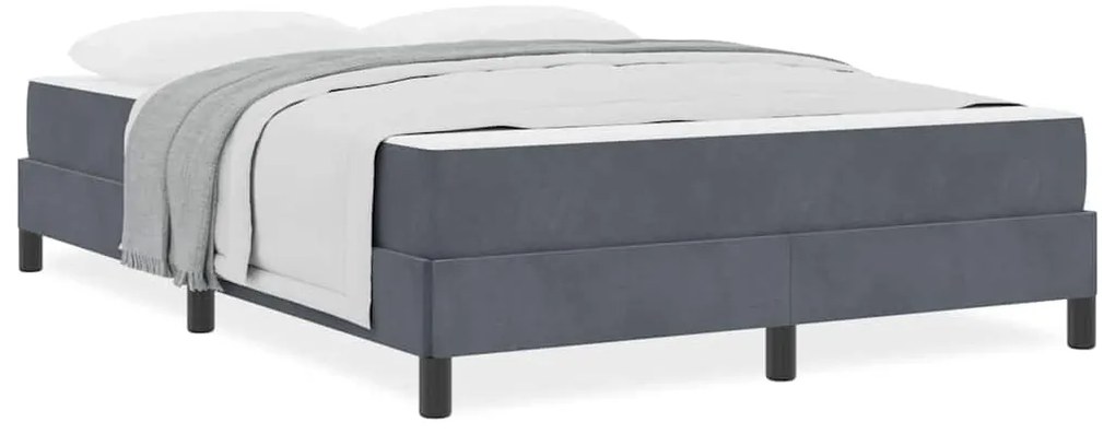 vidaXL Κρεβάτι box spring με στρώμα Σκούρο Γκρι 140 x 190 cm Βελούδο