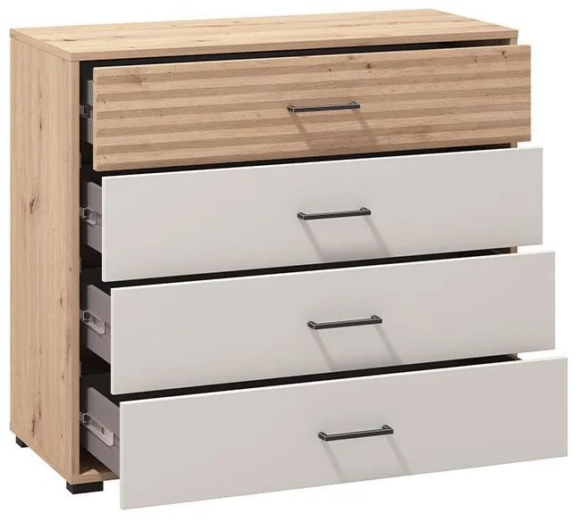 Κομότα - Συρταριέρα Modena 4F Artisan Oak - Cashmere 93x40x82 εκ. 93x40x82 εκ.