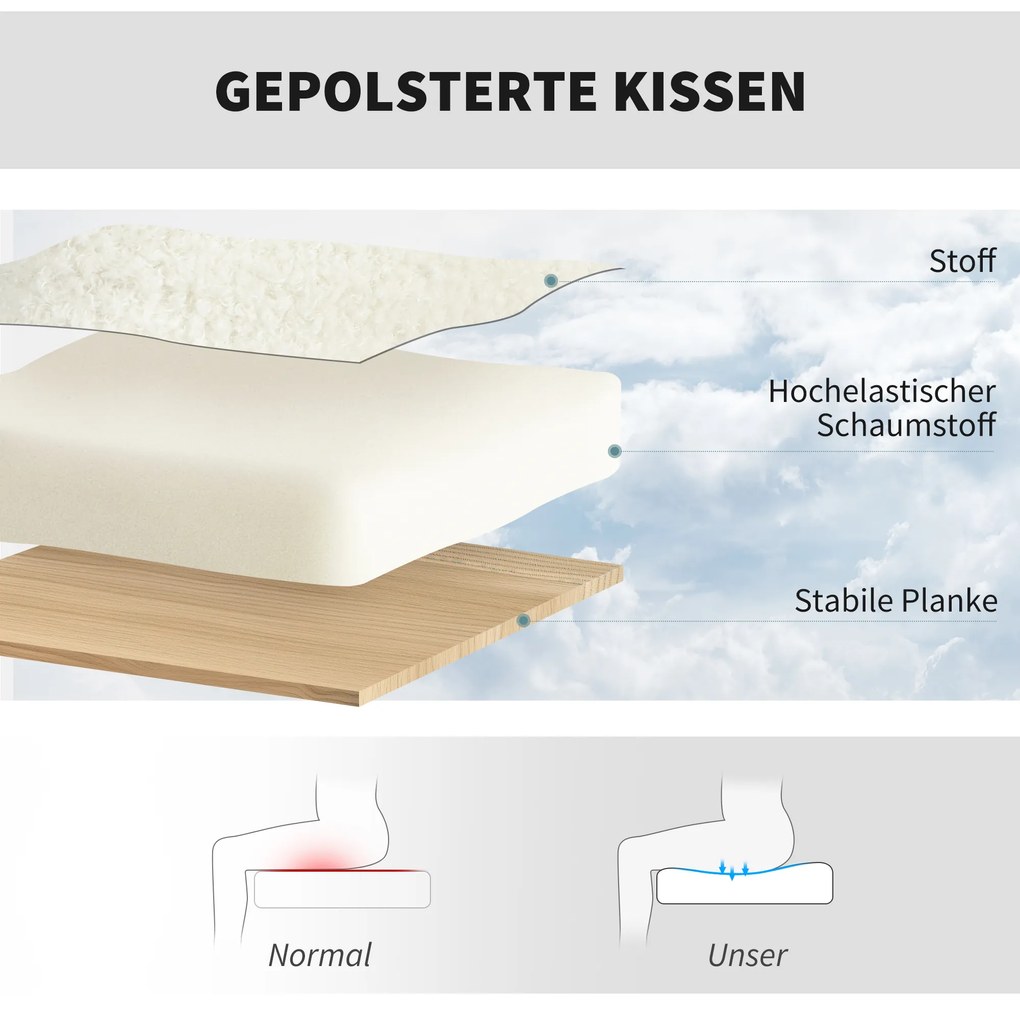 HOMCOM Περιστρεφόμενη καρέκλα γραφείου με ροδάκια, καρέκλα γραφείου, ύφασμα fleece, αφρός, ρυθμιζόμενο ύψος, Home office, Κρεμ