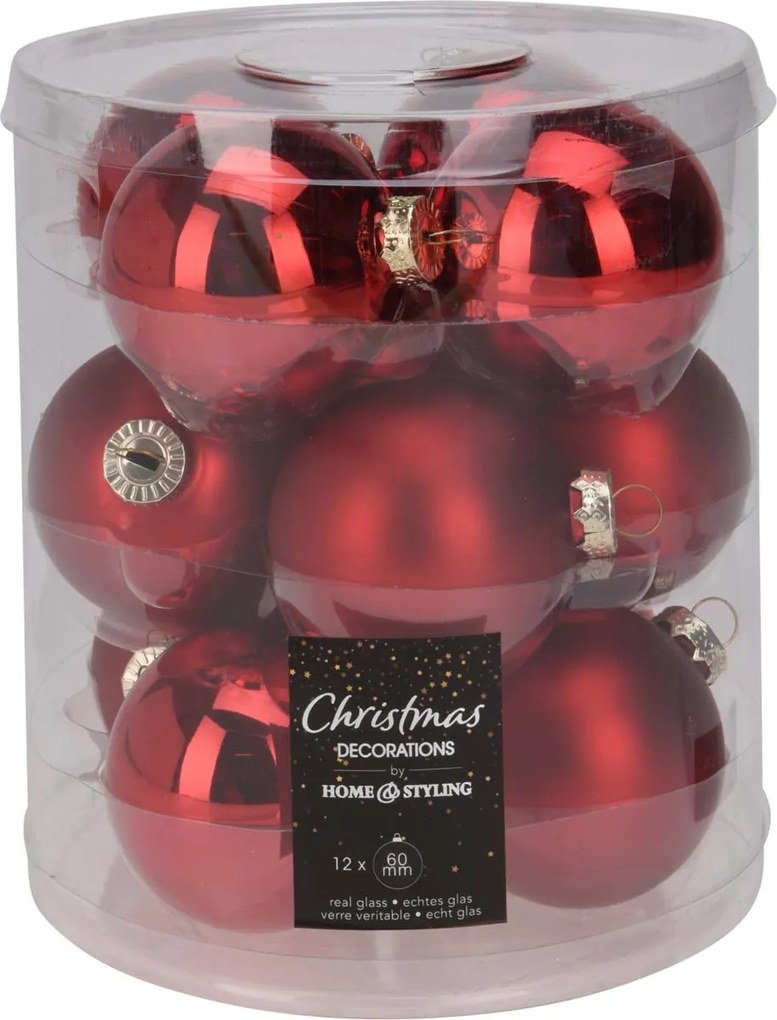 JK Home Décor - Μπάλα Γυάλινη Κόκκινη 6cm S/12