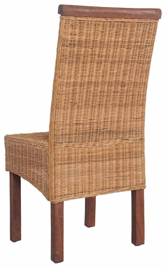 vidaXL Καρέκλες Τραπεζαρίας 4 τεμ. Καφέ από Γνήσιο Ρατάν