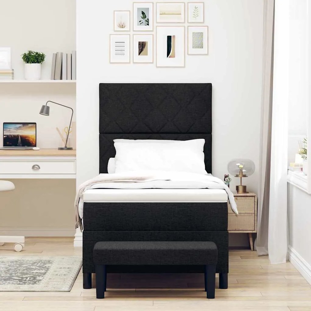 vidaXL Κρεβάτι με ελατήρια με στρώμα Μαύρο 100 x 200 cm ύφασμα