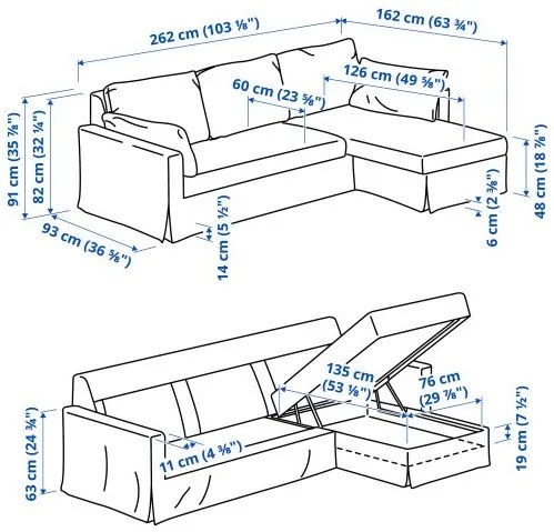 HYLTARP 3θέσιος κανπές με σεζλόνγκ, δεξιά 994.958.32