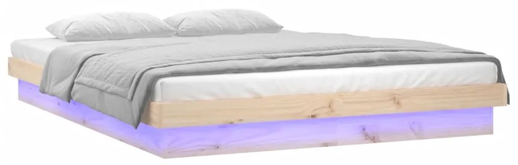 vidaXL Πλαίσιο Κρεβατιού με LED 160 x 200 εκ. από Μασίφ Ξύλο