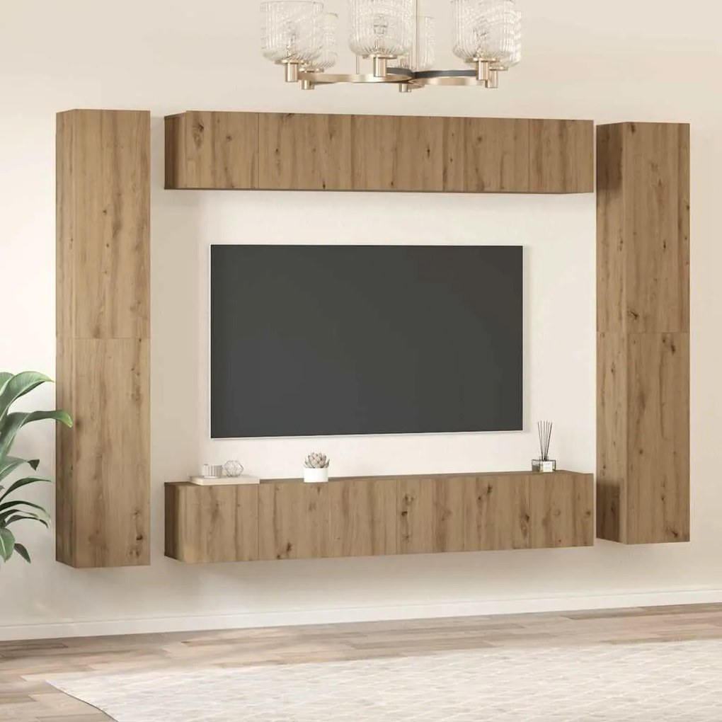 vidaXL Σετ επίπλου τηλεόρασης 10 pcs artisan δρυς 30.5 x 30 x 90 cm